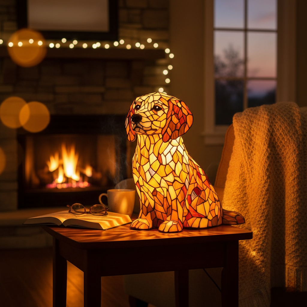 Lampada Decorativa Premium – Lily the Spiritual Golden Retriever Figurine