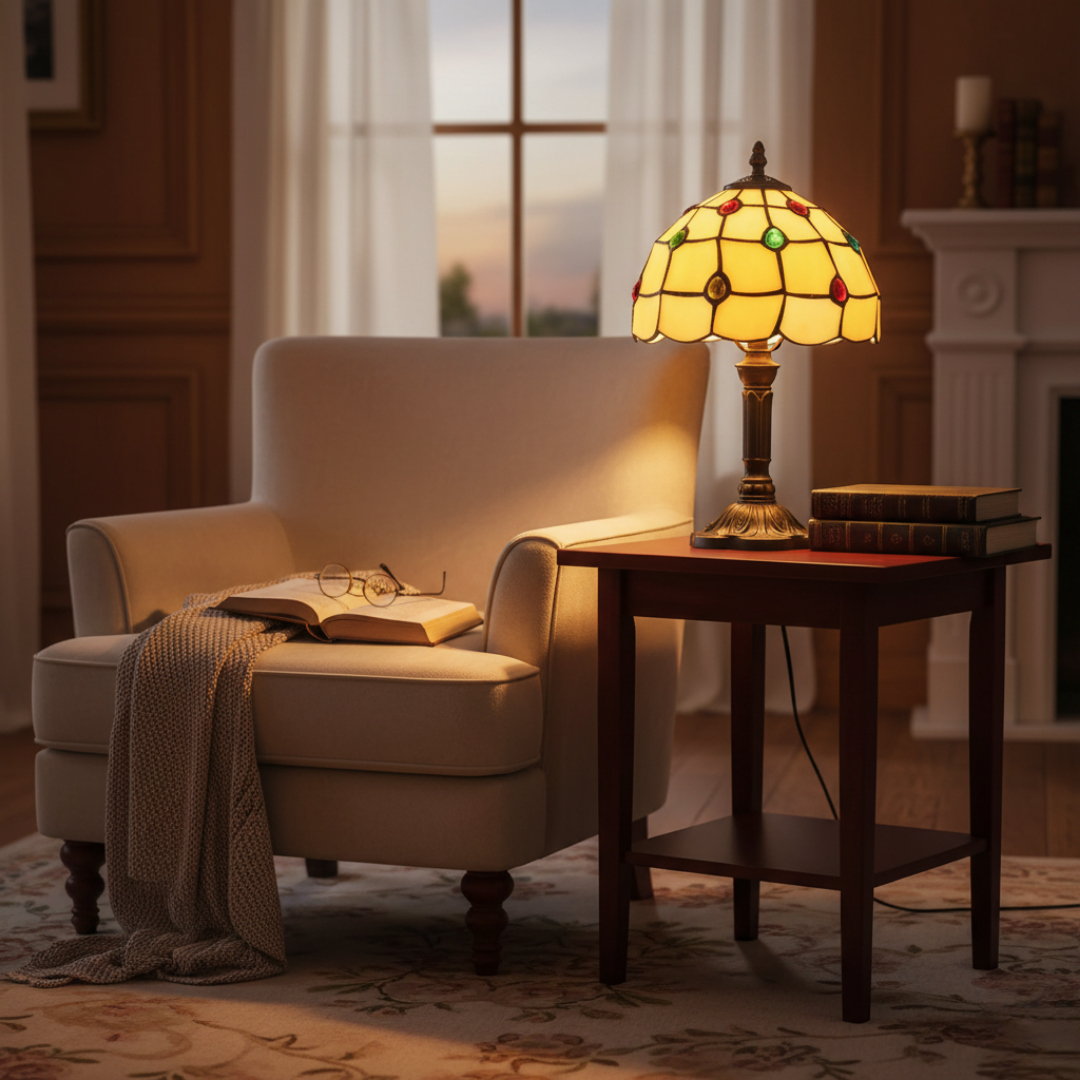 Lampada Decorativa Premium – Art Deco Stained Glass Table Lamp