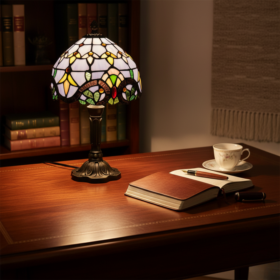 Lampada Decorativa Premium – Retro Stained Glass Table Lamp