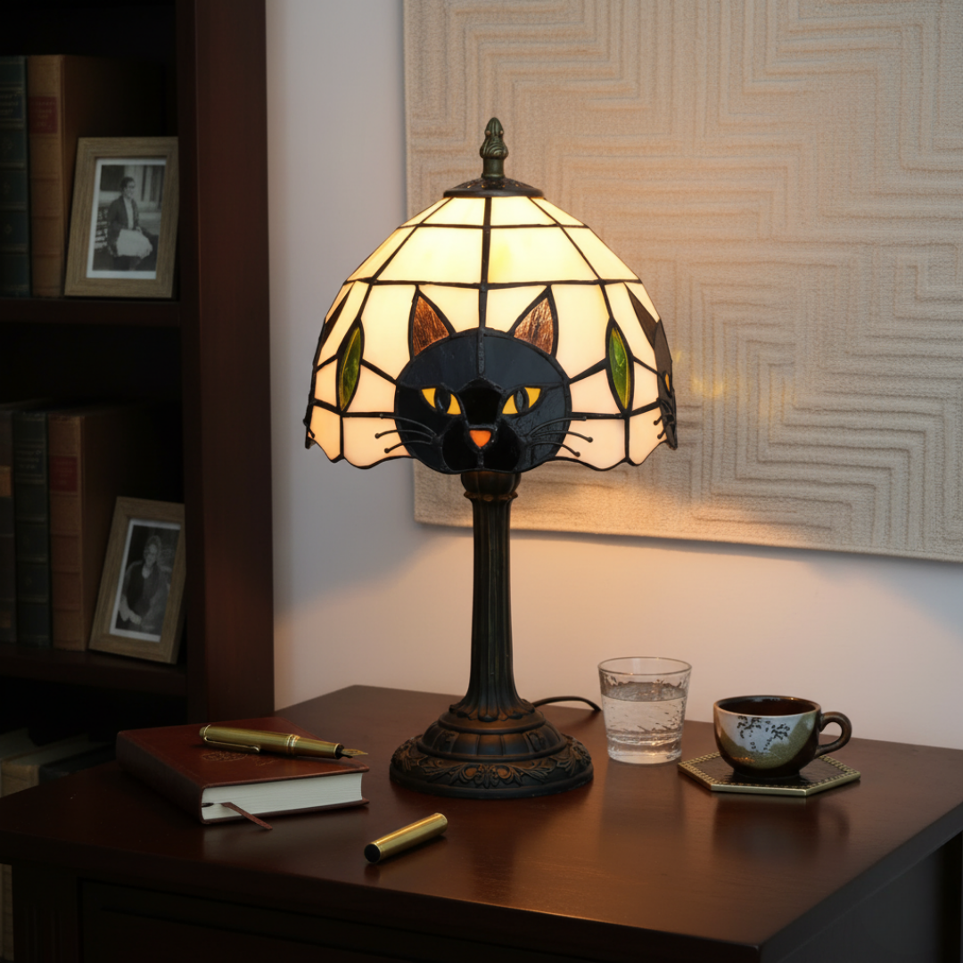 Lampada Decorativa Premium – Retro Baroque Black Cat Table Lamp