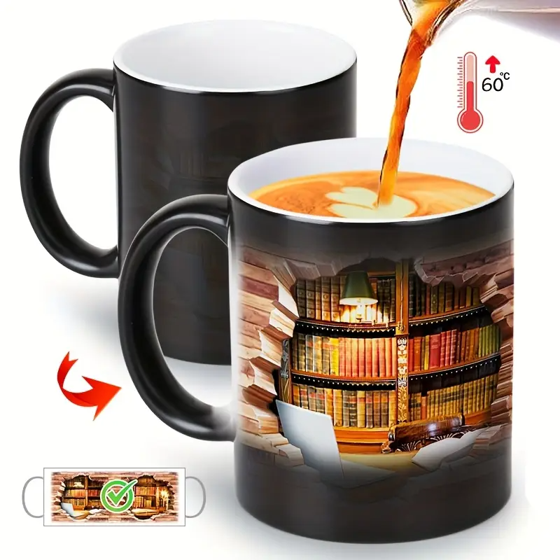 Lampada Decorativa Premium – Charming Ceramic Mug with Thermal Effect for Book Lovers