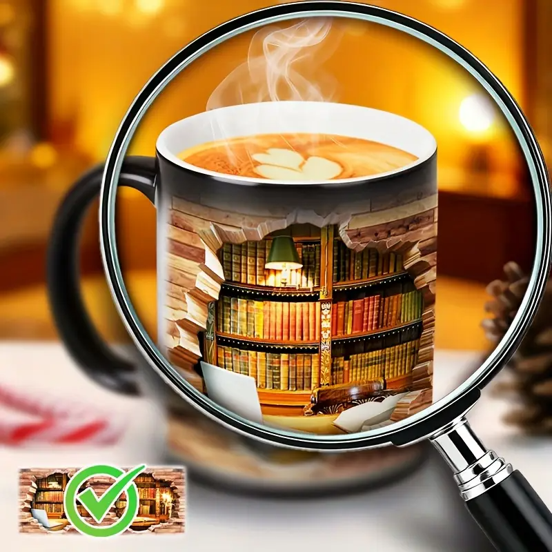 Lampada Decorativa Premium – Charming Ceramic Mug with Thermal Effect for Book Lovers