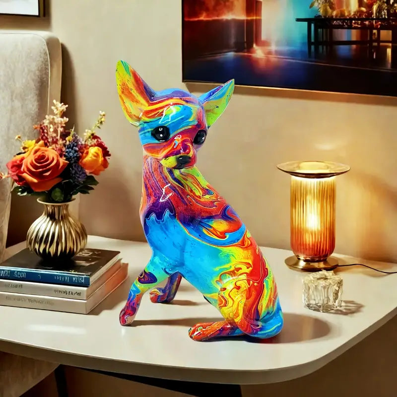 Lampada Decorativa Premium – Live Chihuahua Resin Table Lamp