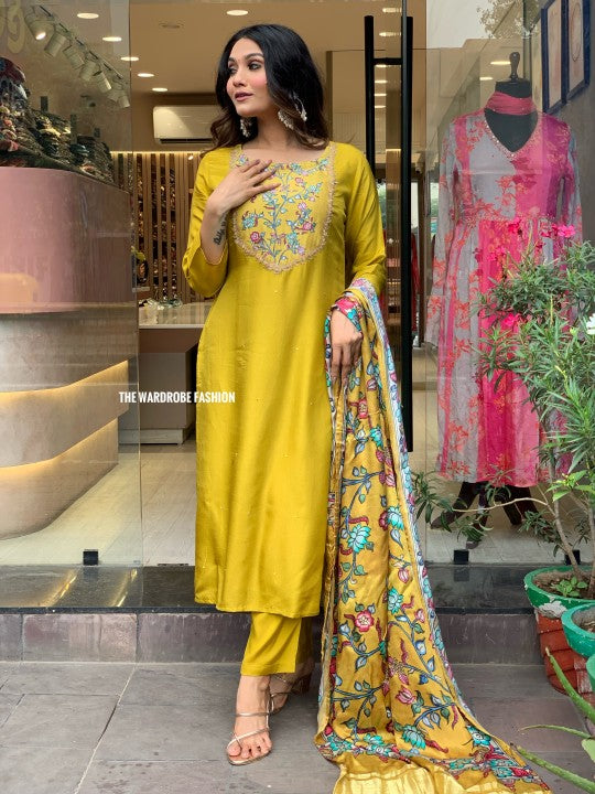 MUSTARD KALAMKARI DRESS