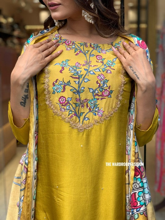 MUSTARD KALAMKARI DRESS