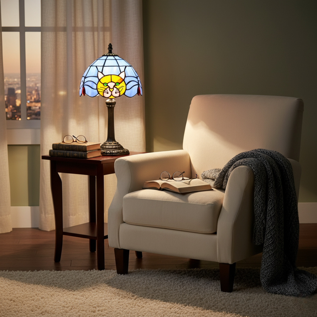 Lampada Decorativa Premium – Vintage Baroque Bedside Cat Table Lamp