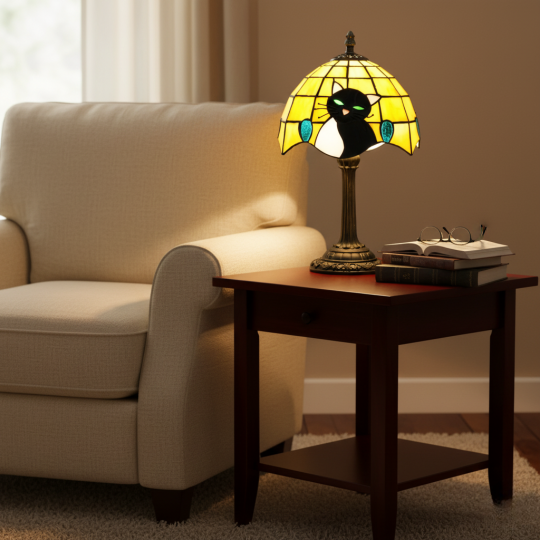 Lampada Decorativa Premium – Royal Baroque Black Cat Table Lamp