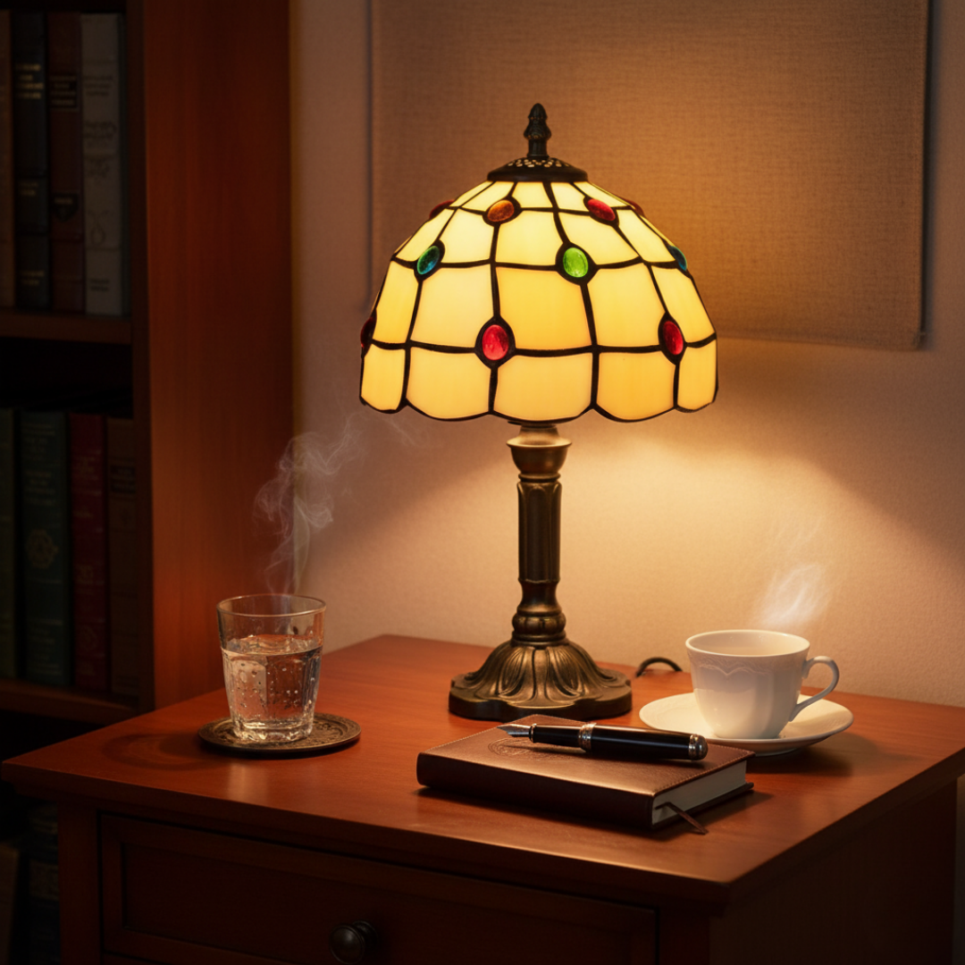 Lampada Decorativa Premium – Art Deco Stained Glass Table Lamp