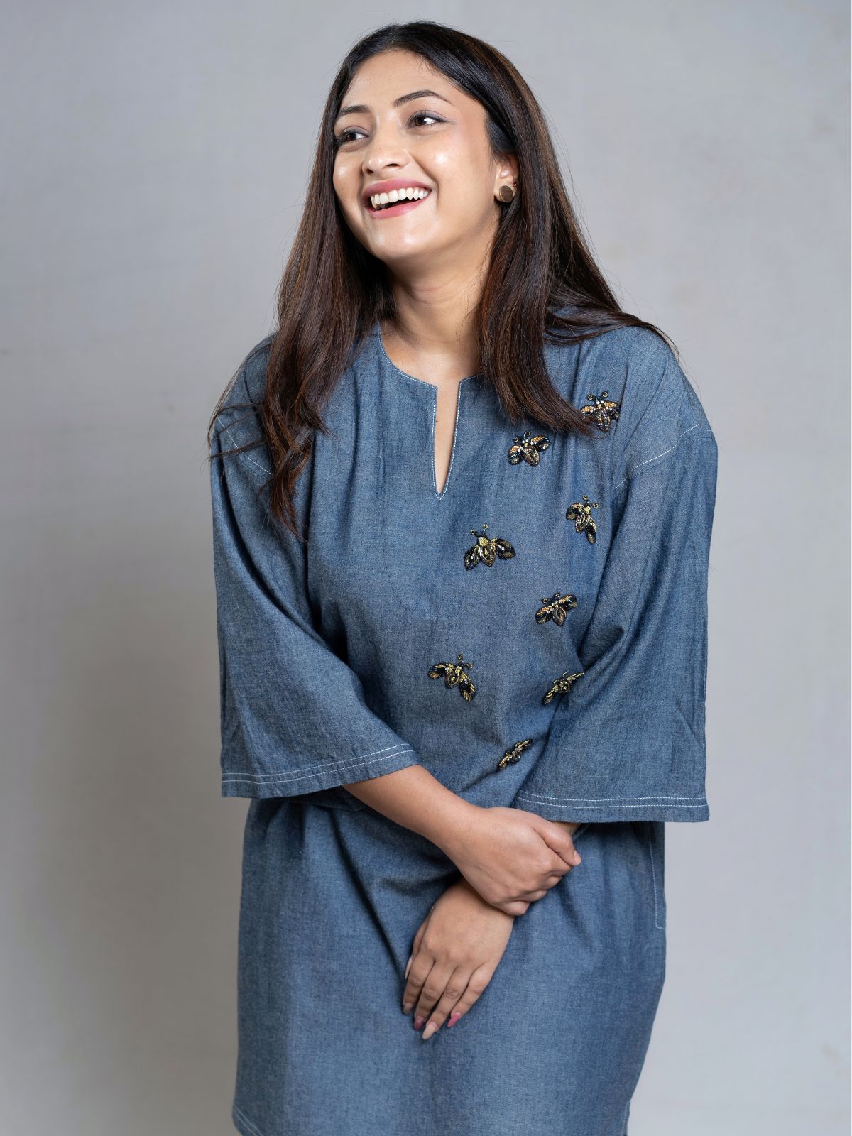 Chambray Tourag Bee Dress