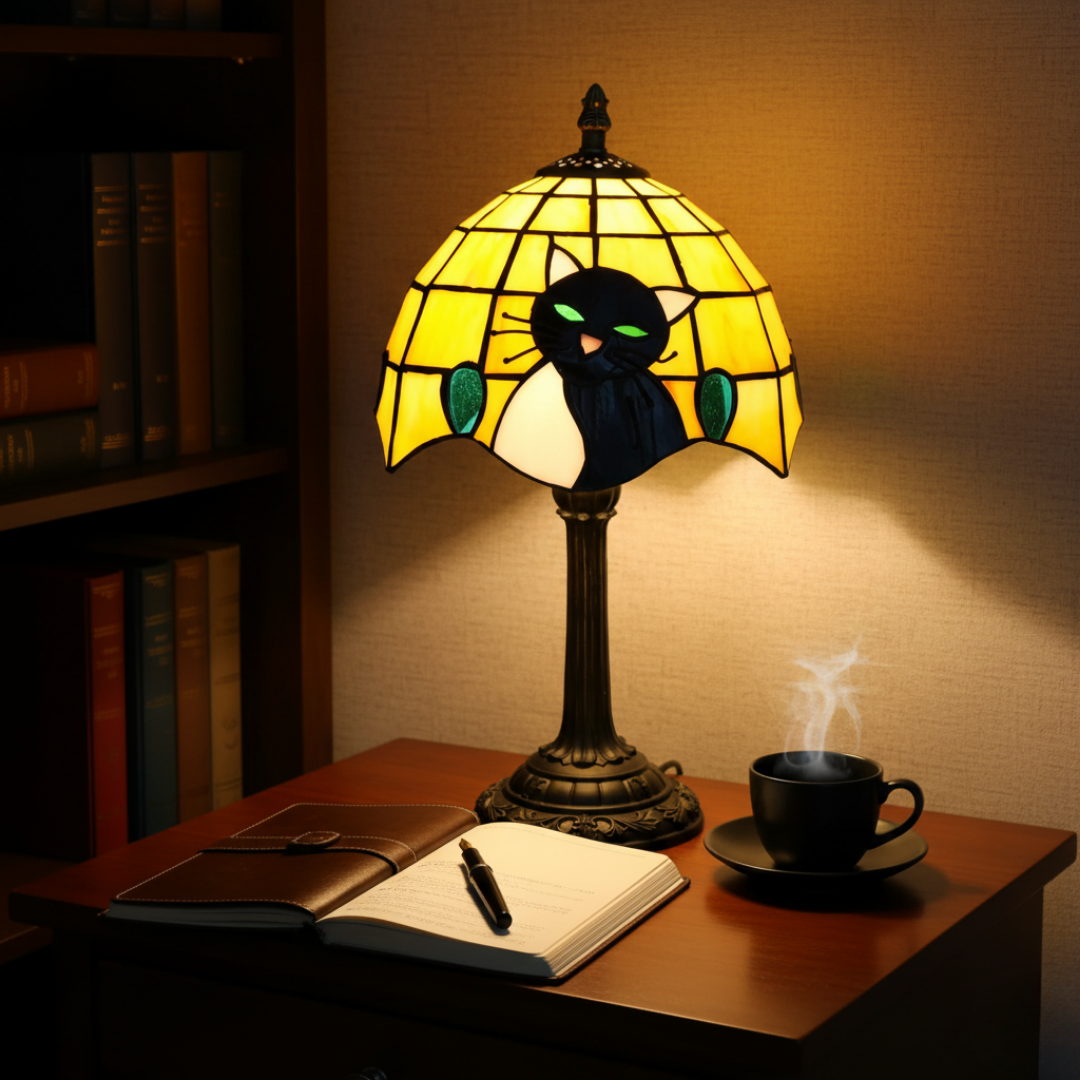 Lampada Decorativa Premium – Royal Baroque Black Cat Table Lamp