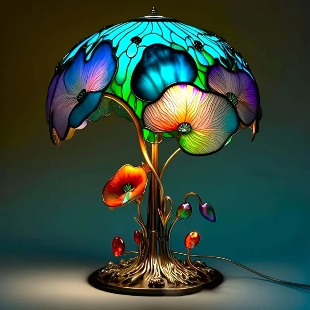 Lampada Decorativa Premium – Bohemian Style Lamp with Mushroom and Flower Motif