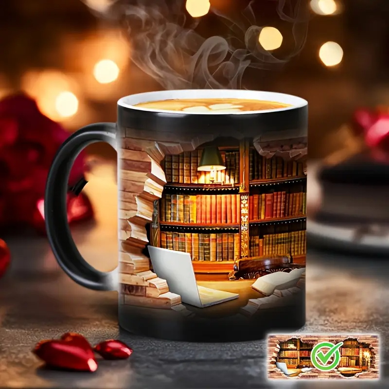 Lampada Decorativa Premium – Charming Ceramic Mug with Thermal Effect for Book Lovers