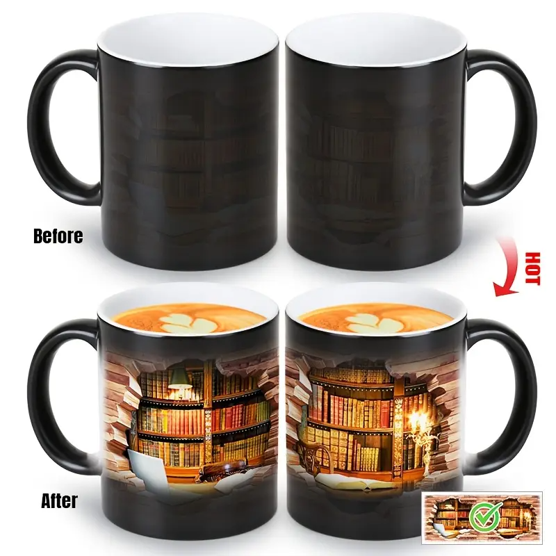 Lampada Decorativa Premium – Charming Ceramic Mug with Thermal Effect for Book Lovers