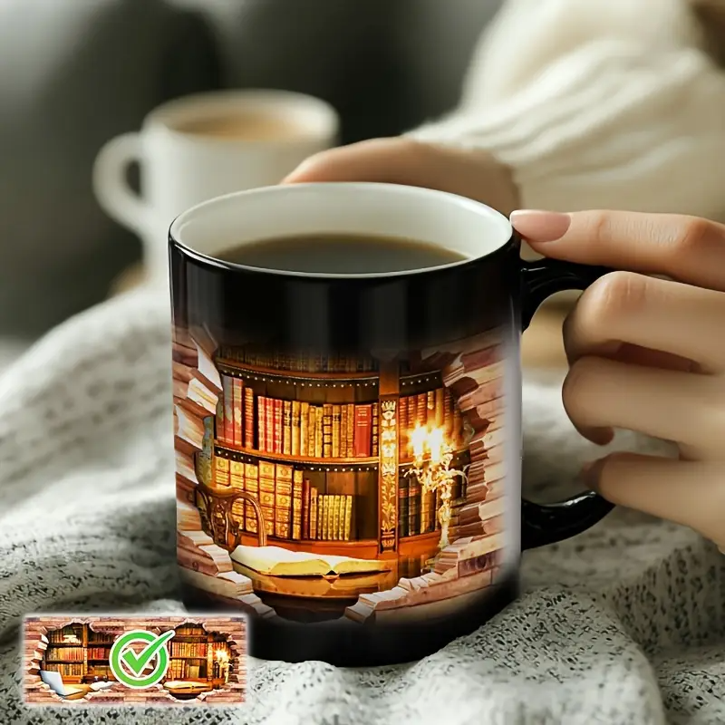Lampada Decorativa Premium – Charming Ceramic Mug with Thermal Effect for Book Lovers