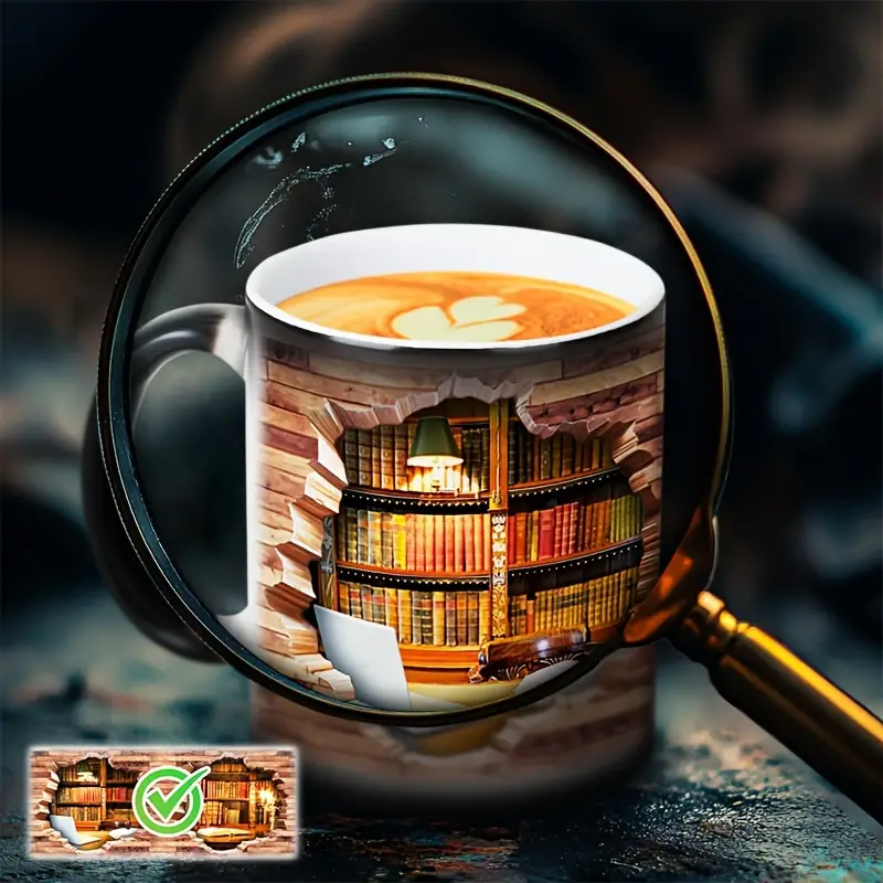 Lampada Decorativa Premium – Charming Ceramic Mug with Thermal Effect for Book Lovers