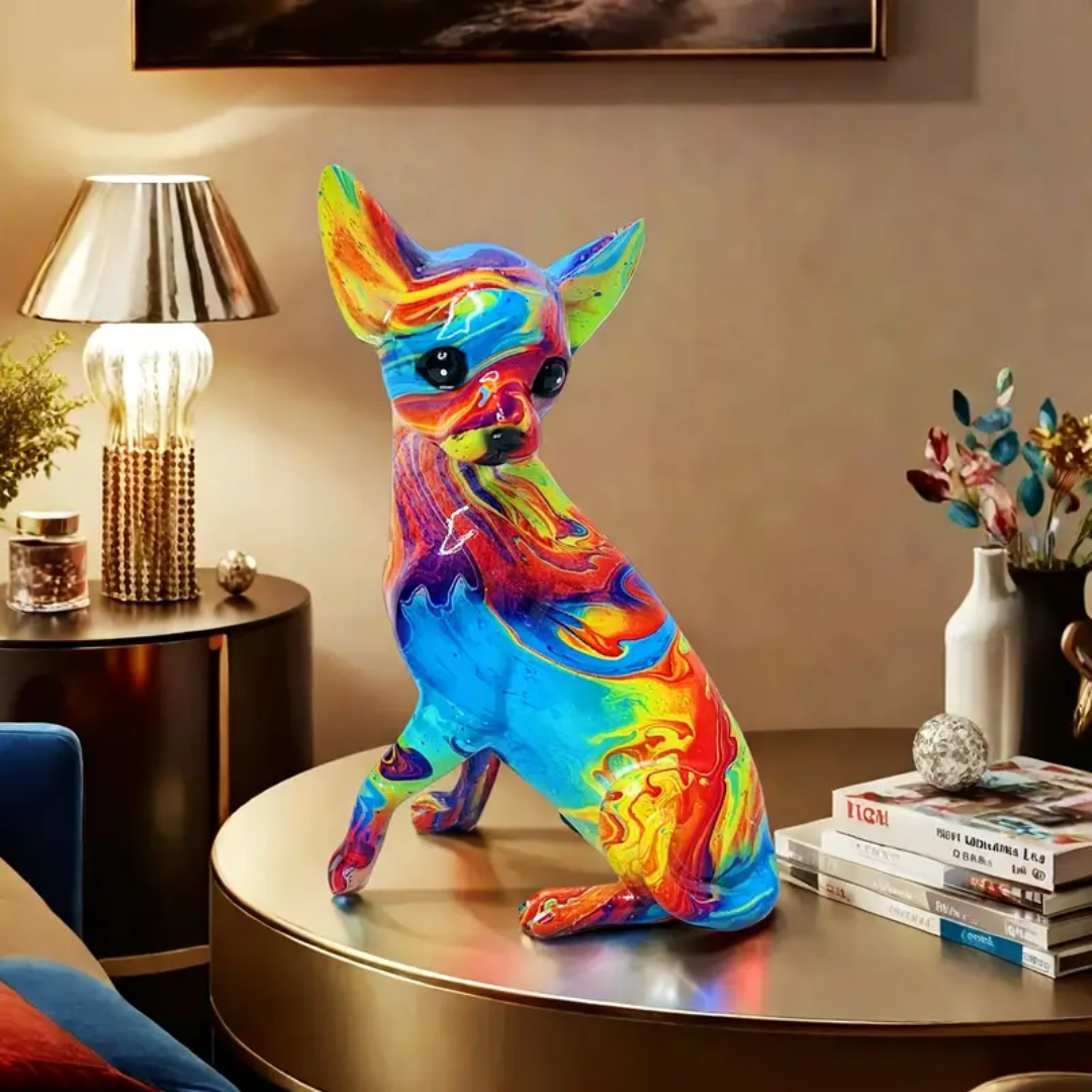 Lampada Decorativa Premium – Vibrant Resin Chihuahua Table Lamp