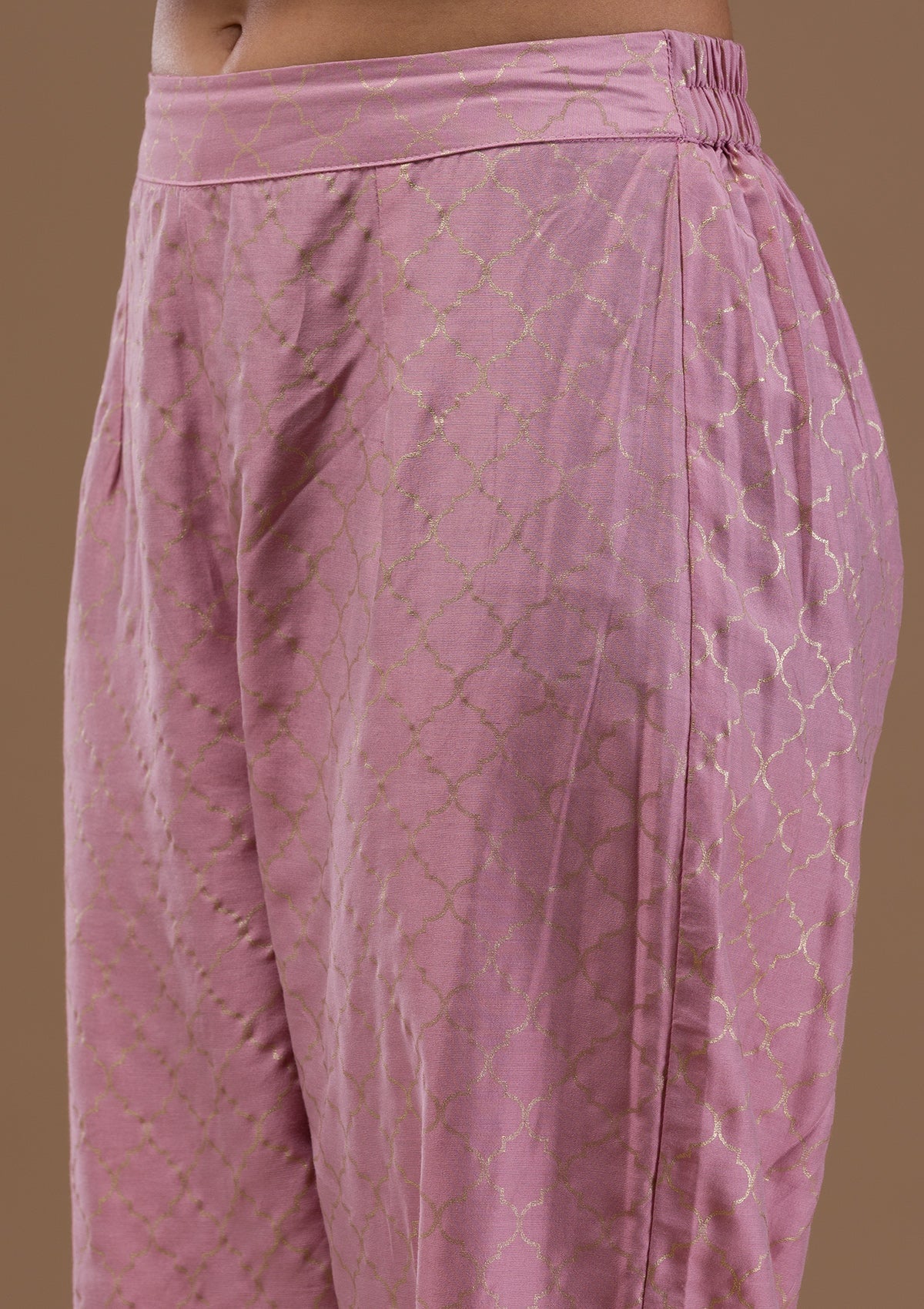 Mauve Zariwork Cotton Blend Readymade Salwar Suit